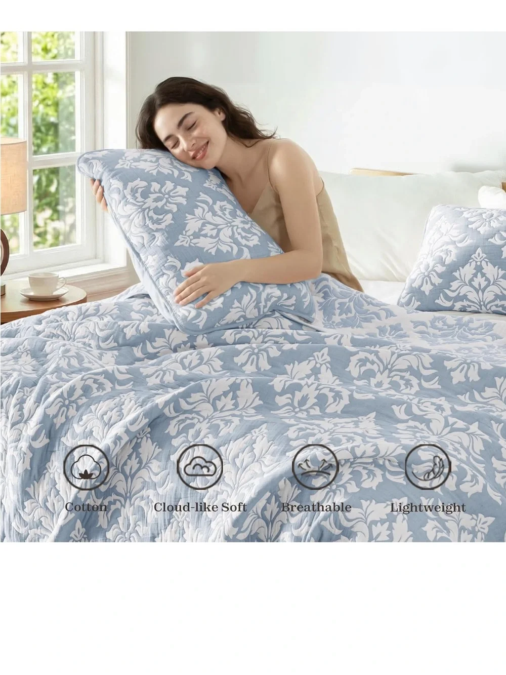 Exclusivo Mezcla Cotton Quilts King Size Blue
